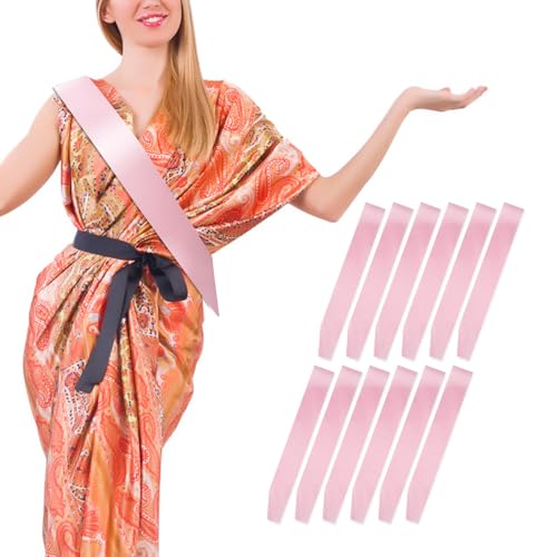 DIY Plain Satin Sash,Blank Satin Schärpen,Deko Schärpe Bride Für Hochzeit Party,12 Stück Blank Hen Night Party Schärpen,Schärpe 12 Stück Rosa Schärpen,Einfarbig Schärpe,DIY Schärpe,Party Dekorationen von Wkjeneare