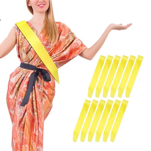DIY Plain Satin Sash,Blank Satin Schärpen,12 Blank Party Zubehör Schärpe,Bedrucken Individuelle Satin Schärpe,Individuelle Schärpe,Leere Schärpe(Gelb),15 18 30 Geburtstag Schärpe,Unbedruckte Schärpe von Wkjeneare