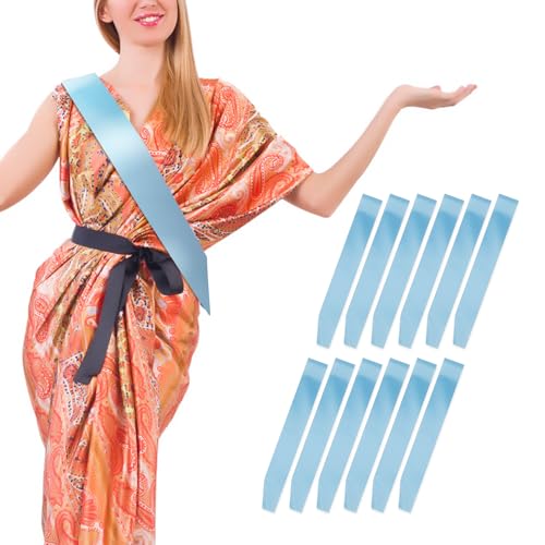 Diy Plain Satin Sash,Blank Satin Schärpen,12 Stück Party To Be Plain Sash,Blanko-Schärpen Für Junggesellinnenabschied,Blanko,Plain Pale Blue Single-Layer Satin Sash For Diy Decoration,30 Jahre Schärpe von Wkjeneare