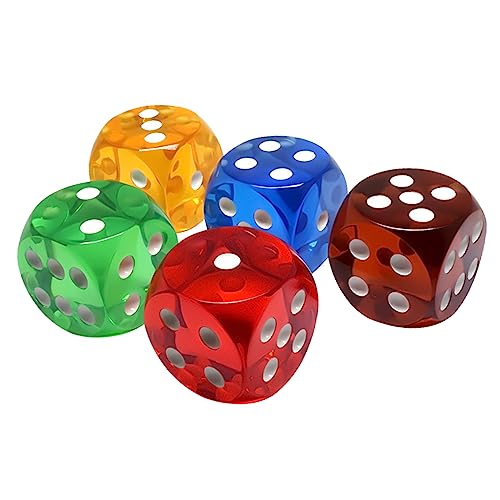 5 Stück Rund Corners Brettspiel Dices 25mm Unterhaltung Dices 6 Seitig Transparentes Dices for KTV Party von Wkldjf