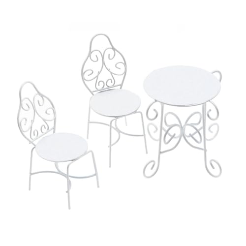 Miniaturen Robuster Metalltisch Und Stühle Set Accessoire Für Dollhouses Garten Terrassen Möbeldekoration 1/6 1/12 Skala von Wkldjf