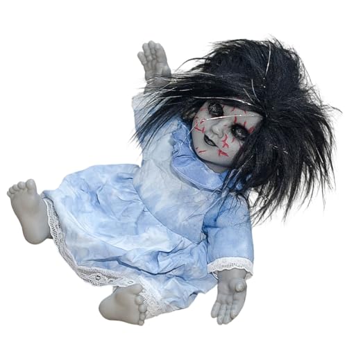 Wkldjf Gruselige Puppenfigur mit beleuchtetem Gesicht und erschreckendem Soundeffekt Gruselige Sitzpuppe von Wkldjf