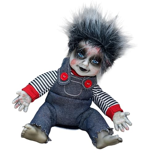 Wkldjf Gruselige Puppenfigur mit beleuchtetem Gesicht und erschreckendem Soundeffekt Gruselige Sitzpuppe von Wkldjf