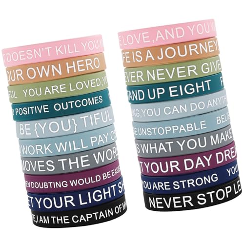 Wkldjf Inspirierende Silikone Armbänder 20pcs Multi Farbige Motivationsgerichte Mit Erhebenden Phrasen Für Jugendliche Und Erwachsene von Wkldjf