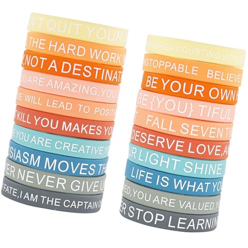 Wkldjf Inspirierende Silikone Armbänder 20pcs Multi Farbige Motivationsgerichte Mit Erhebenden Phrasen Für Jugendliche Und Erwachsene von Wkldjf