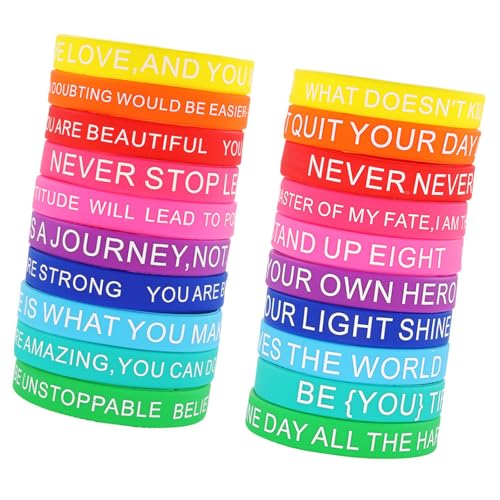 Wkldjf Inspirierende Silikone Armbänder 20pcs Multi Farbige Motivationsgerichte Mit Erhebenden Phrasen Für Jugendliche Und Erwachsene von Wkldjf