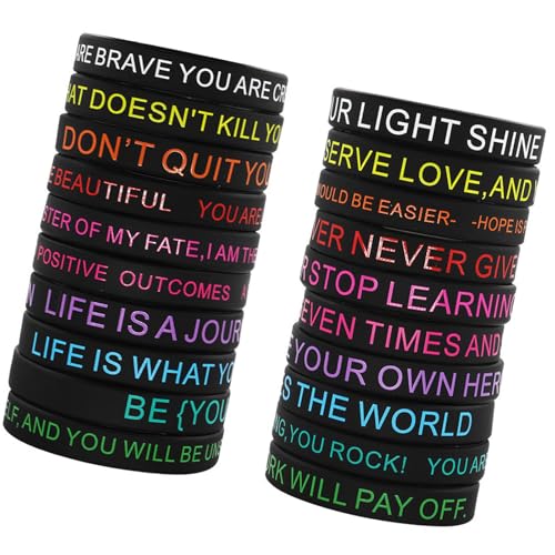 Wkldjf Inspirierende Silikone Armbänder 20pcs Multi Farbige Motivationsgerichte Mit Erhebenden Phrasen Für Jugendliche Und Erwachsene von Wkldjf