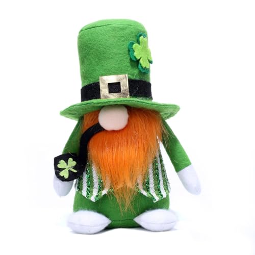 Wkldjf Patrick's Day Gnomes Toy Irish Day Plushie Toy Paddy's Day Ostergeschenk Shamrock Figur Rudolph Green Goblins von Wkldjf