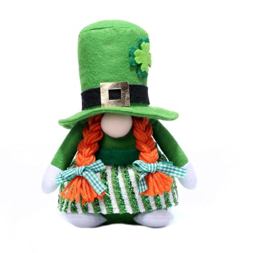 Wkldjf Patrick's Day Gnomes Toy Irish Day Plushie Toy Paddy's Day Ostergeschenk Shamrock Figur Rudolph Green Goblins von Wkldjf