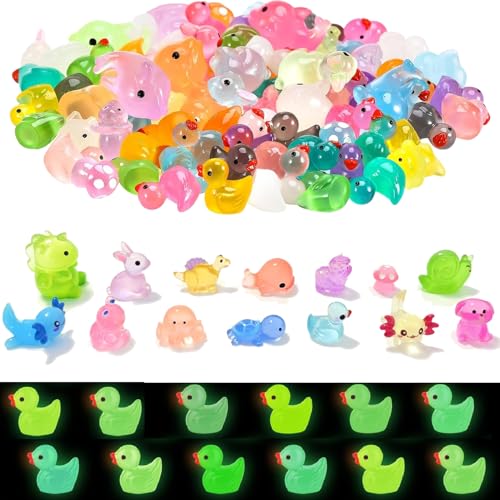 100 Stück leuchtende Mini-Enten aus Kunstharz, 10 Farben, Glitzer-Harz, kleine Enten, kleine Kunststoffenten, funkelnde kleine Enten für Aquarium, Puppenhaus, Feengarten, Landschaftsdekoration 100 Stück leuchtende Mini-Enten aus Kunstharz, 10 Farben, Glitzer-Harz, kleine Enten, kleine Kunststoffenten, funkelnde kleine Enten für Aquarium, Puppenhaus, Feengarten, Landschaftsdekoration von Wleozys