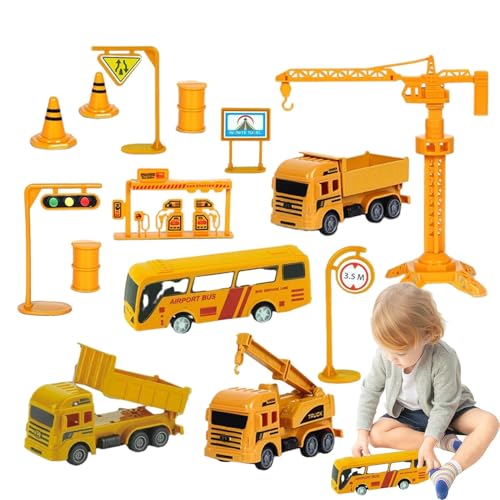 Wlikmjg BAU-LKW-Spielzeugset, Spielfahrzeuge-Set im Transporter-LKW - Druckguss-Konstruktions-LKW zum Zurückziehen, Konstruktionsspielzeug - Kran-LKW-Spielzeug-Transport-Bagger-Fahrzeug-Spielset zum Wlikmjg BAU-LKW-Spielzeugset, Spielfahrzeuge-Set im Transporter-LKW - Druckguss-Konstruktions-LKW zum Zurückziehen, Konstruktionsspielzeug - Kran-LKW-Spielzeug-Transport-Bagger-Fahrzeug-Spielset zum von Wlikmjg