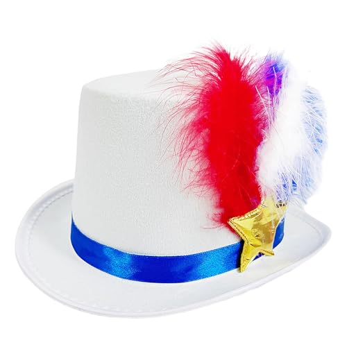 Wlikmjg Patriotische Hüte für Männer, Weiß Rot Blau Blau Blau Patriotische Feder Hut - Lustige festliche Kopfbedeckung, Kostümzubehör, Urlaubsumzug für den Wlikmjg Patriotische Hüte für Männer, Weiß Rot Blau Blau Blau Patriotische Feder Hut - Lustige festliche Kopfbedeckung, Kostümzubehör, Urlaubsumzug für den von Wlikmjg