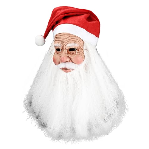 Wlikmjg Weihnachtsmann-Maske, Weihnachtsmaske, Weihnachtsmaske, Cosplay-Maske | Latexmaske mit rotem Hut und Vollmaske auf dem Kopf, Halloween-Partykostüm für Erwachsene Wlikmjg Weihnachtsmann-Maske, Weihnachtsmaske, Weihnachtsmaske, Cosplay-Maske | Latexmaske mit rotem Hut und Vollmaske auf dem Kopf, Halloween-Partykostüm für Erwachsene von Wlikmjg