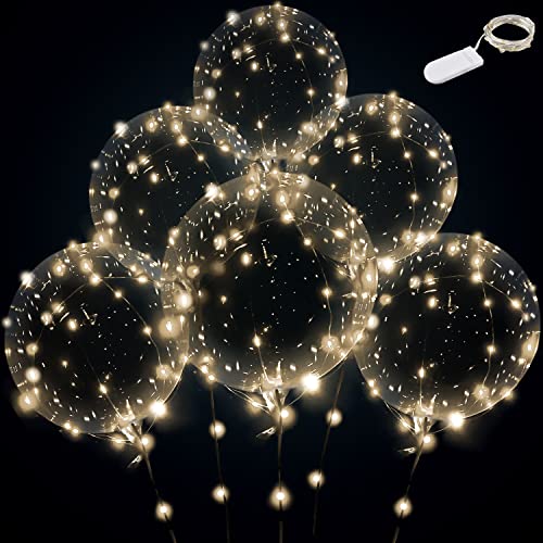 Leuchtende LED-Ballons, 12 Sets mit LED-Lichterkette mit 15 Stück 61 cm großen transparenten Luftballons für Helium-Tank, erstaunliche Party-Dekoration (warmweiß, 12 Sets mit Batterie) von Wliwwo