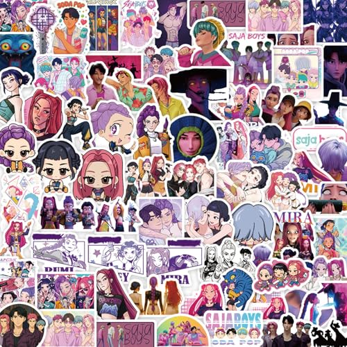 WlsqDE 74 Stück KPop Hunteerrs Sticker, KPop Hunteerrs Stickers, Anime Aufkleber, Anime Stiker, Cartoon wasserdichte Vinyl Stickers, für DIY Scrapbook Laptop Fotoalbum Skateboard Schultasche von WlsqDE
