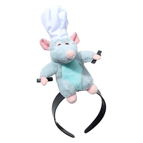 WlsqDE Ratatouil Haarreif, Ratatouil Lustige Haarreifen, Remmy Kopfbedeckung, Remmy Plüsch Haarreif, Kostüm Maus Stirnband, Tiefblauer Plüsch Maus Kopfbedeckung, Geschenk für Kinder Erwachsene Fans von WlsqDE