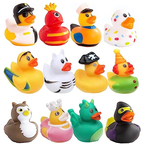 12 Stück Gummi Badeenten, Baby Bade Enten, Badeente Lustig Klein, Bunt Gummi Enten, Kinder Badewannenspielzeug, für Kinder, Babydusche, Kindergeburtstagpartys,Strand und im Pool von WnlahuWA