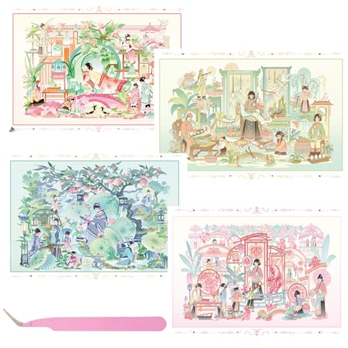 Wnqou 4 Sets DIY 3D Haus der chinesischen-Stil themenbezogenen Szene Aufkleber Bücher für 3D Simulation Kabine Szene Spiel, Nette Karikatur Landschaft Aufkleber für Erwachsene und Kinder Wnqou 4 Sets DIY 3D Haus der chinesischen-Stil themenbezogenen Szene Aufkleber Bücher für 3D Simulation Kabine Szene Spiel, Nette Karikatur Landschaft Aufkleber für Erwachsene und Kinder von Wnqou