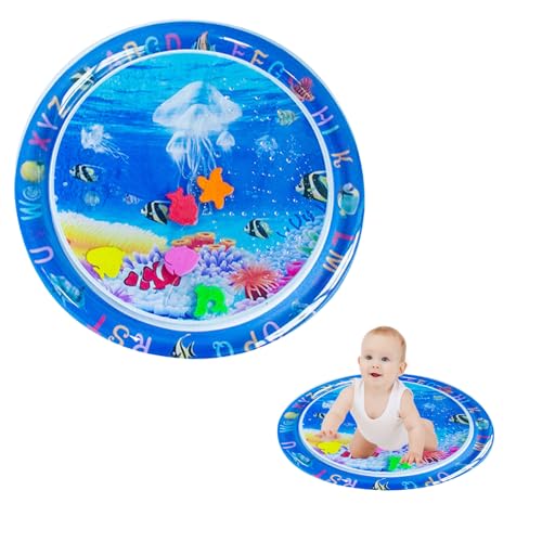 Wassermatte, Wasserspielmatte 66 x 50 cm, Spielzeug Geschenk ab 3 6 9 Monate, Aufblasbare Bauchzeit Matte, Wasser Spielmatte, Wassergefüllte Spielmatte (Runde Qualle) von WoRuyKot
