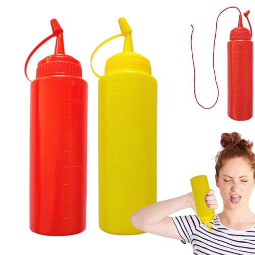 Woalopted 2 Stück Fake Squirt Senf Und Ketchup Flasche, Ketchup Flaschen Neuheits Streich, Streich Ketchups -Flaschen Für Lustige Und Kreative Witze, Neuheit Squirt Flasche Für Streiche Für Kinder von Woalopted