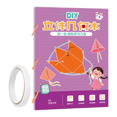Woalopted 3D Geometrie Lernbuch | Ziehband 3D-Geometrie-Lernbuch,Flechtspiel Mit Schnur Für Jugendliche Mädchen Anfänger Homeschool Kindergarten Reise von Woalopted
