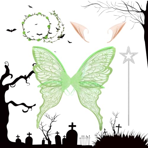 Woalopted Feenflügel Kostüm Für Damen, Kostüm Für Damen Halloween Schmetterlingsfee Flügel, Festliche Verkleidung Für Galabälle Theaterbühne Charakterdarstellung von Woalopted