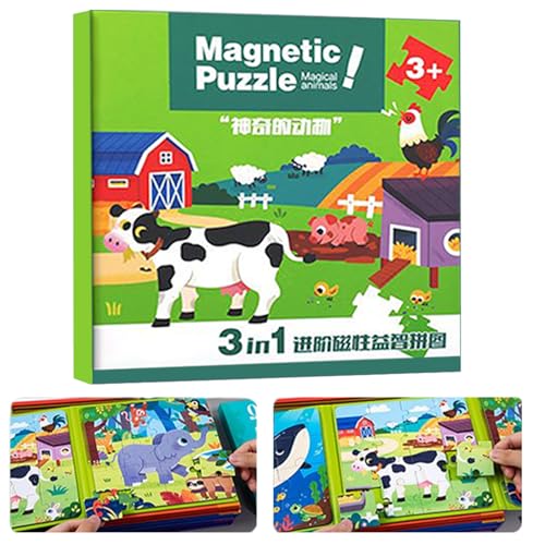 Woalopted Magnetpuzzle,Kleinkindspielzeug Puzzle-Buch mit Lernaktivitäten | Reisespiele Für Auto Geburtstag Kindergarten Vorschule Entwicklung | Auto Flugzeug von Woalopted
