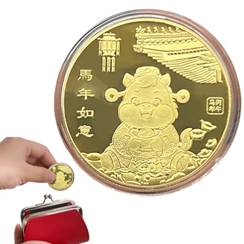 Woalopted Münze zum Chinesischen Mondneujahr des Pferdes - Glücks-Sammelmünze - 2026 Jahr des Pferdes Sammel Souvenir Chinesisches Neujahr Deko Für Erwachsene Kinder Zuhause Schreibtisch Bücherregal von Woalopted