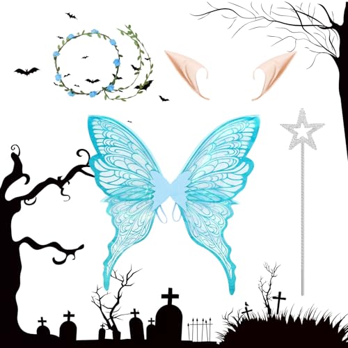 Woalopted Schmetterlingsfeenflügel | Kostüm Für Damen Halloween Schmetterlingsfee Flügel,Festliche Verkleidung Für Galabälle Theaterbühne Charakterdarstellung von Woalopted