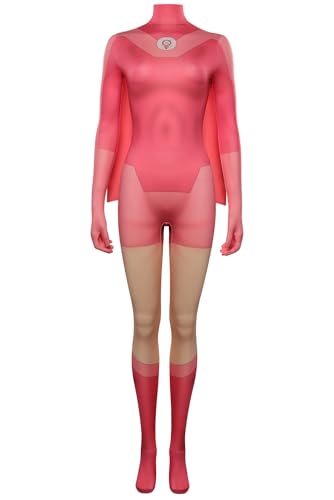 Atom Eve Cosplay Kostüm Invincible Eve Wilkins Jumpsuit Bodysuit Umhang Umhang Outfits für Erwachsene Frauen Halloween (Rosa, L) von Wocloey