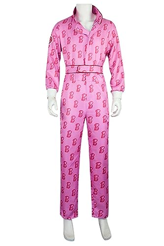 Ken Kostüm Movie Doll Ken Cosplay 80er 90er Retro Gedruckt Overall Gürtel Outfits für Halloween Disco Hippie Party (Ken, M) von Wocloey
