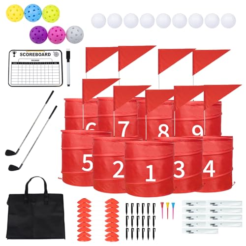9 Löcher Hinterhof-Golf-Outdoor-Spiel – Outdoor-Hofspiel für Golf-Übungen, Golf-Chipping-Spiel für Erwachsene und Familie, Rasen, Strand, Camping, Park von WodGod