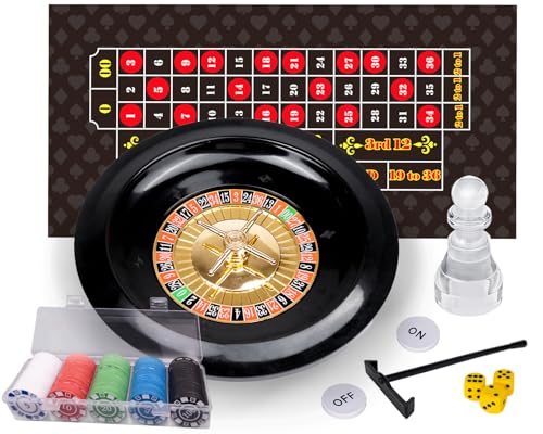 Roulette Rad und Craps Set mit großem doppelseitigem Filz, 10 Zoll Roulette Rad, Chip Rake, 200 Chips, Roulette Marker, 3 Würfel, perfekt für Game Night Party von WodGod