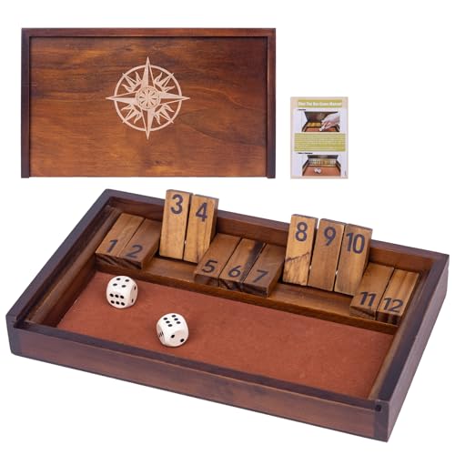 Shut The Box-Spiel mit 12 Holzzahlen, Holzbrett, Mathematikspiel von WodGod
