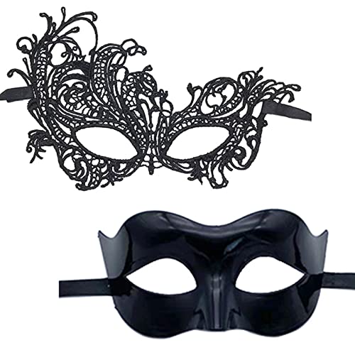 2 Stück/Set Spitzenaugen für Damen und Herren, Karneval, Maskerade, halbes Gesicht, Halloween-Party, 2 Stück, für Damen und Herren, Halloween-Party, Maskerade, Spitzenauge von Woedpez