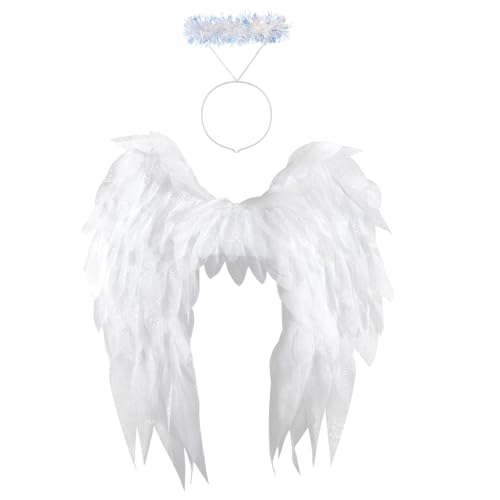 Woedpez 1/2-teiliges Engelsflügel- und Heiligenscheinigen-Stirnband-Set für Kinder und Erwachsene, Feen-Kostüme für Halloween, Weihnachten, Party, Fancy Cosplay, Flügel-Kostüm Woedpez 1/2-teiliges Engelsflügel- und Heiligenscheinigen-Stirnband-Set für Kinder und Erwachsene, Feen-Kostüme für Halloween, Weihnachten, Party, Fancy Cosplay, Flügel-Kostüm von Woedpez