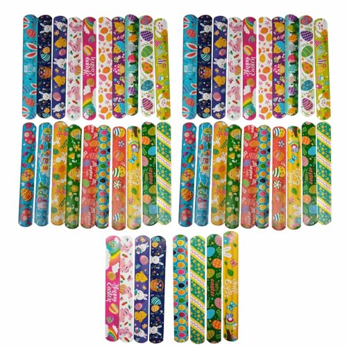 Woedpez Packung mit 48 bunten Oster-Schnapparmbändern, Restaurant-Bänder, für Kinder, Osterparty, spannendes Zubehör, bunte Armbänder von Woedpez