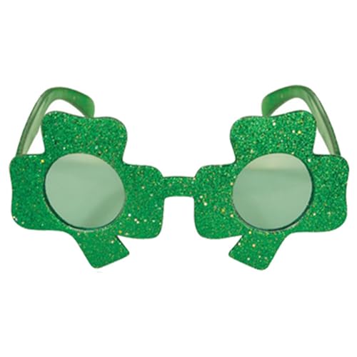 Woedpez Patrick's Day Kleeblatt-Brille, grün, Vier Kleeblätter, Sonnenbrille, Patrick's Day Zubehör für Patrick's Day Dekorationen von Woedpez