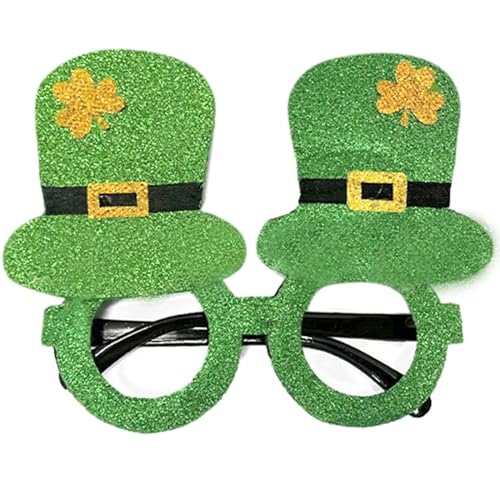 Woedpez Patrick's Day Kleeblatt Brille Grüne Sonnenbrille Mit Vier Kleeblättern Patricks Day Accessoires Für Patricks Day Dekorationen Patrick's Day Brille von Woedpez