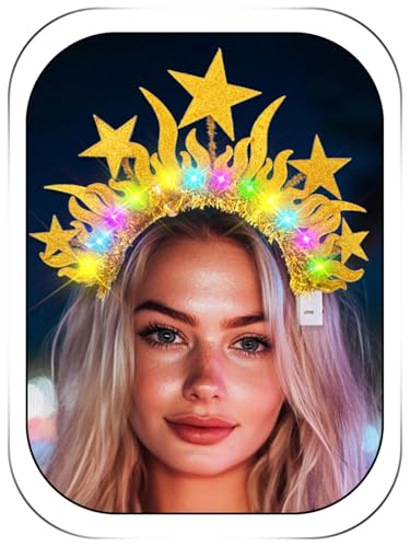 Woeoe Leuchtender Stern Haarreif Gold Kopfschmuck Glow Göttin Kostüm Haarschmuck für Damen Woeoe Leuchtender Stern Haarreif Gold Kopfschmuck Glow Göttin Kostüm Haarschmuck für Damen von Woeoe