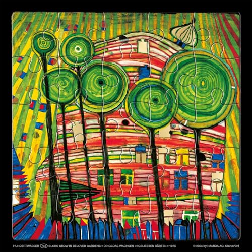 Hundertwasser Puzzle mit Grußkarte: DINGSDAS WACHSEN IN GELIEBTEN GÄRTEN von Wörner Verlag GmbH