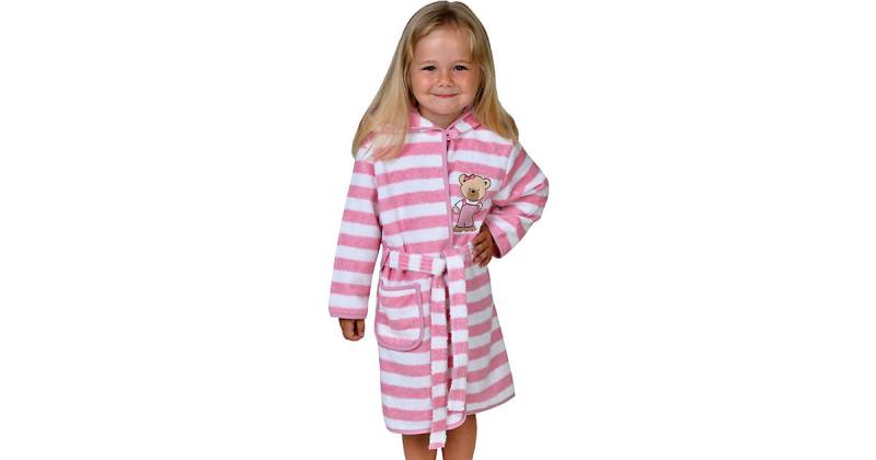 Bademantel Teddy Ringel rosa/weiß Gr. 86/92 Mädchen Kinder von Wörner