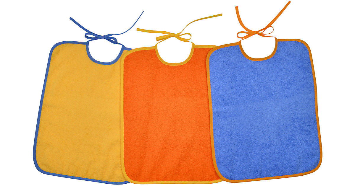 Riesen-Bindelätzchen 3er Set, gelb/orange/blau, 32 x 40 cm bunt Gr. 30 x 40 Riesen-Bindelätzchen 3er Set, gelb/orange/blau, 32 x 40 cm bunt Gr. 30 x 40 von Wörner
