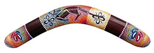Wogeka - 40 cm bemalter Boomerang - im Australien Style aus Holz als Geschenk-Idee zu Weihnachten Geburtstag Dekoration - Handarbeit Schnitzerei von Bali Bumerang (bunt) von Wogeka