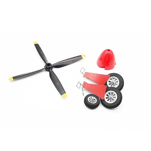 RC Flugzeugpropeller Savers Adapter, einfach zu verkleiden, Fahrwerk-Set, feste Flugzeugpropeller, Flügelersatz für Wltoys XK A280 RC Flugzeug Glider Zubehör (rote Nase) von Wokyo