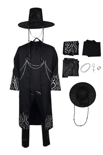 Wolancy Jinu Cosplay Kostüm Anime Schwarz Saja Outfits mit Hut Herren Lang Mantel Hose Set Koreanische Hanbok Band Rapper Tänzer Anzug Halloween Karneval Wolancy Jinu Cosplay Kostüm Anime Schwarz Saja Outfits mit Hut Herren Lang Mantel Hose Set Koreanische Hanbok Band Rapper Tänzer Anzug Halloween Karneval von Wolancy