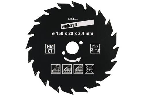 Wolfcraft 6364000 Hartmetall Kreissägeblatt 150 x 20mm Zähneanzahl: 20 1St. von Wolfcraft