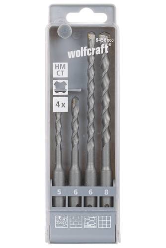 Wolfcraft 8456000 Hartmetall Hammerbohrer-Set 4teilig 5 mm, 6 mm, 6 mm, 8mm SDS-Plus 1 Set von Wolfcraft