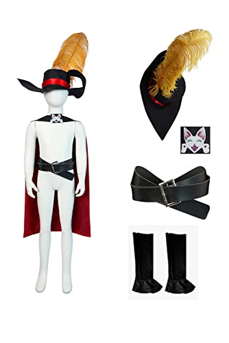 Woliwa Kater Cosplay Kostüm Katze in Stiefeln Umhang Umhang Robe Hut Gürtel Zubehör Halloween Outfits, Schwarz, 150 Woliwa Kater Cosplay Kostüm Katze in Stiefeln Umhang Umhang Robe Hut Gürtel Zubehör Halloween Outfits, Schwarz, 150 von Woliwa