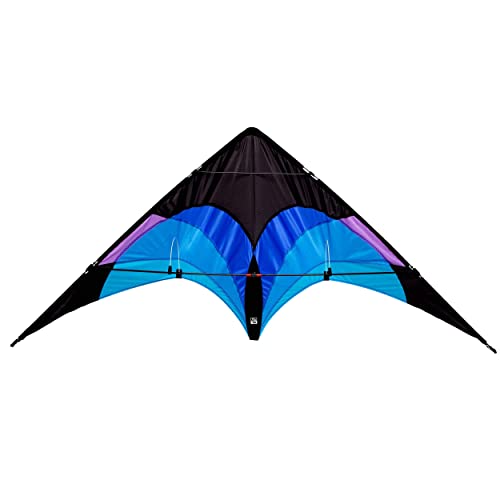 Wolkenstürmer® Lenkdrachen Flip (blau) - 2-Leiner Sportlenkdrachen - Stablenkdrachen für Kinder & Einsteiger (140cm) - flugfertig inkl. Polyesterleinen und Handschlaufen von Wolkenstürmer